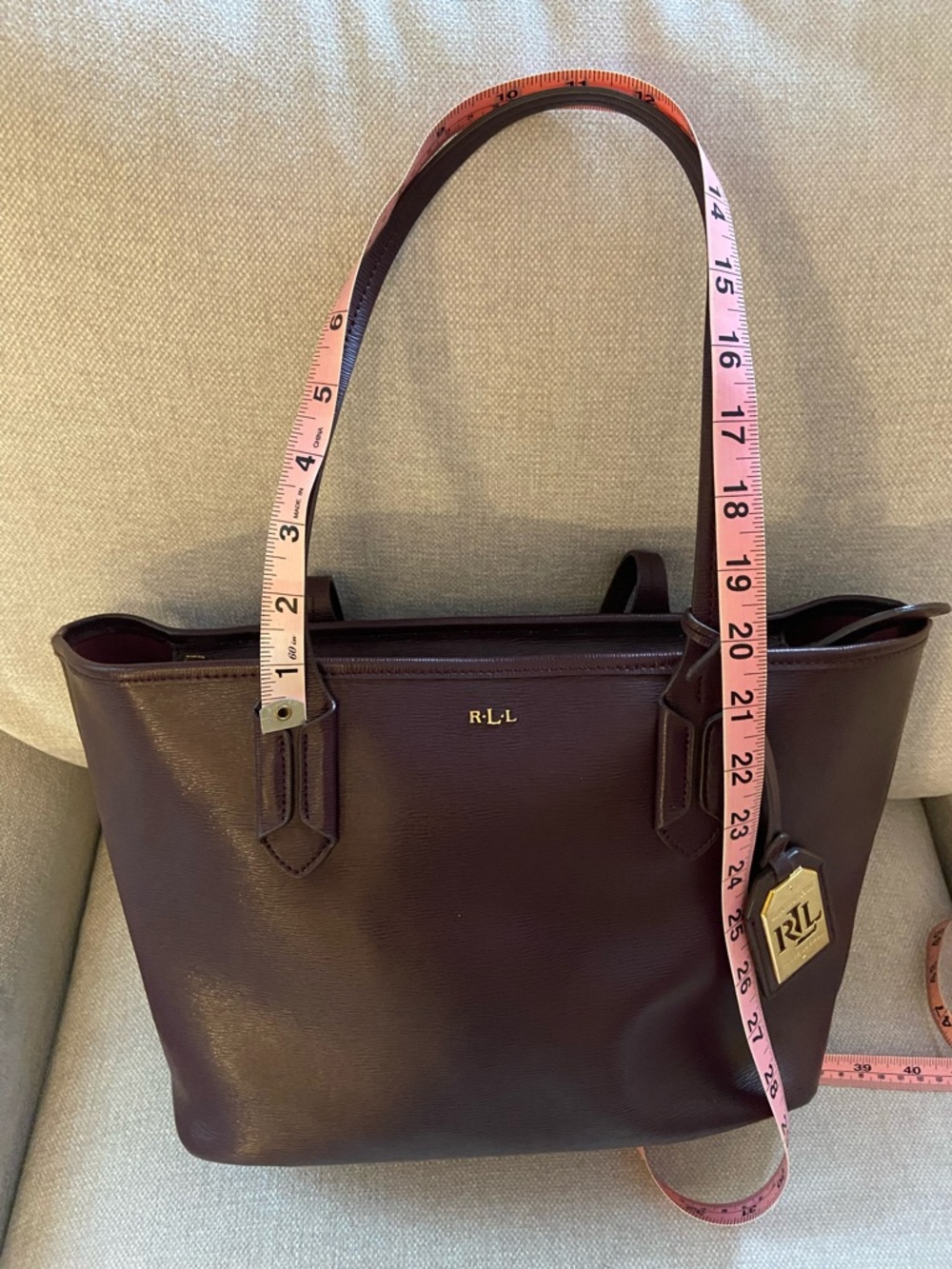 Ralph Lauren Leather Plum Tote Bag - Picture 15 of 15